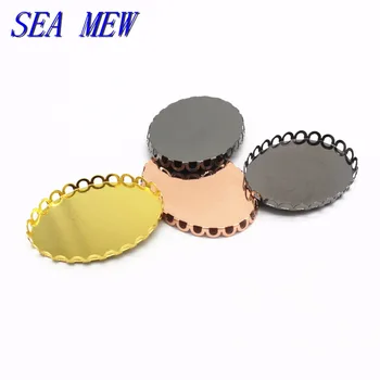 

30*40mm Oval Cabochon 6 Colors Plated Blank Connectors Setting Lace Charm Base Bezel Setting DIY Jewelry Accessories 20PCS
