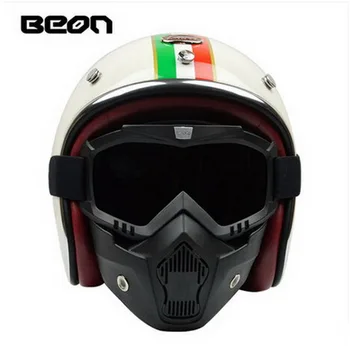 

2020 New Eur ECE Netherlands band motocross Moto Racing helmts retro prince style motorcycle helmet made of Fiberglass goggles