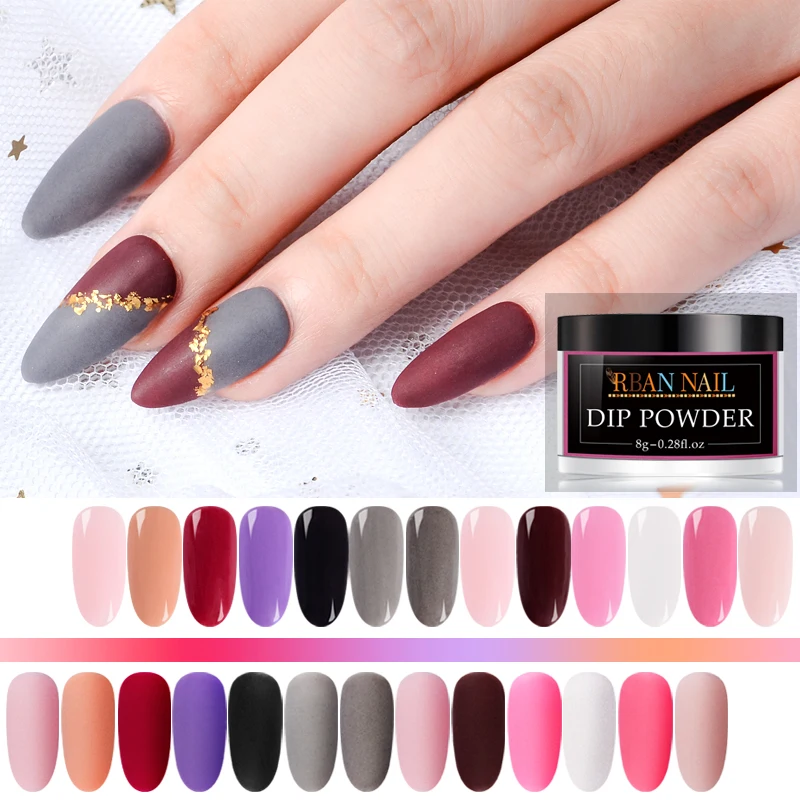 

RBAN NAIL Matte Color Dipping Nail Powder Colorful Nail Dipping System Powder Decoration Natural Dry Without Lamp Cure