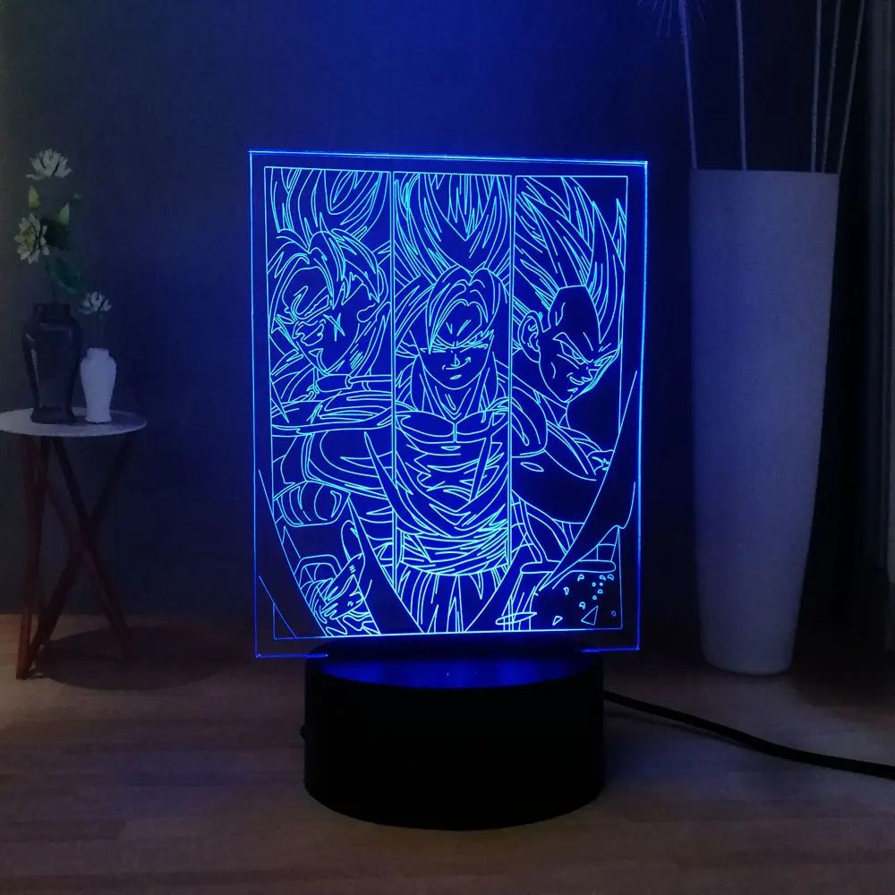 3D Визуальный светодиодный ночник Dragon Ball Comics Goku USB переключатель детская
