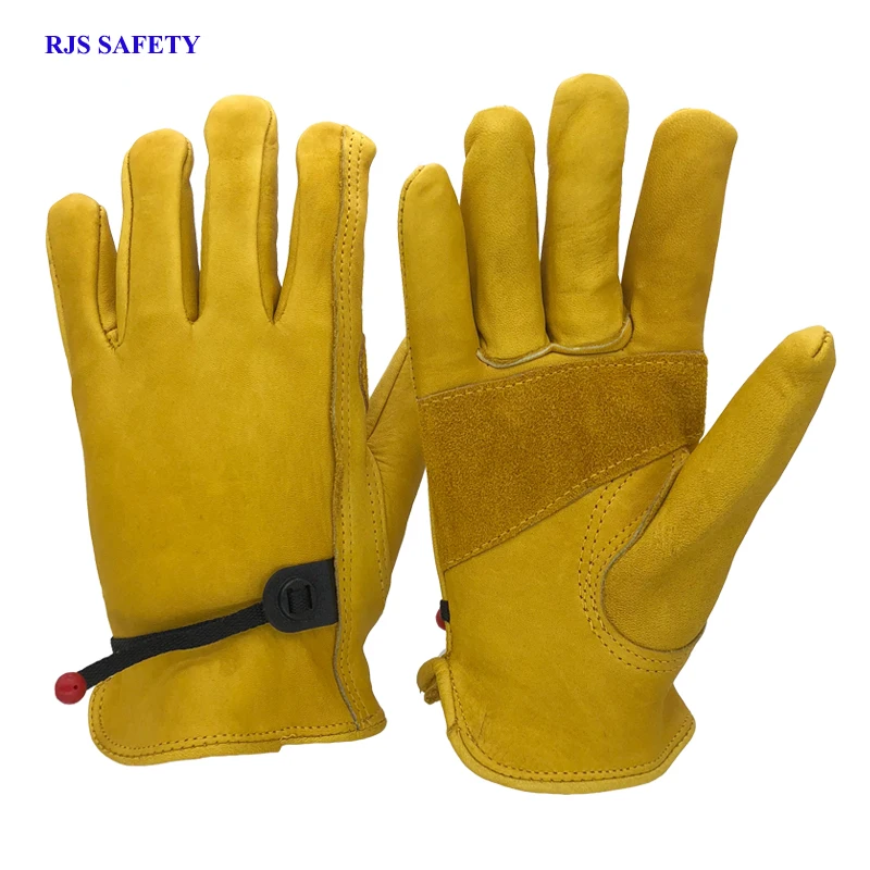 RJS 24pcs New Safety Work Gloves Cowhide Leather Driver Working Welding
