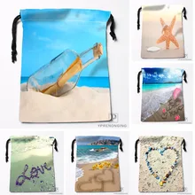 Пользовательский Декор морской пляж цветок Drawstring Сумки Путешествия хранения мини мешок плавать Пешие прогулки игрушка мешок размер 18x22 см#0412-04-26