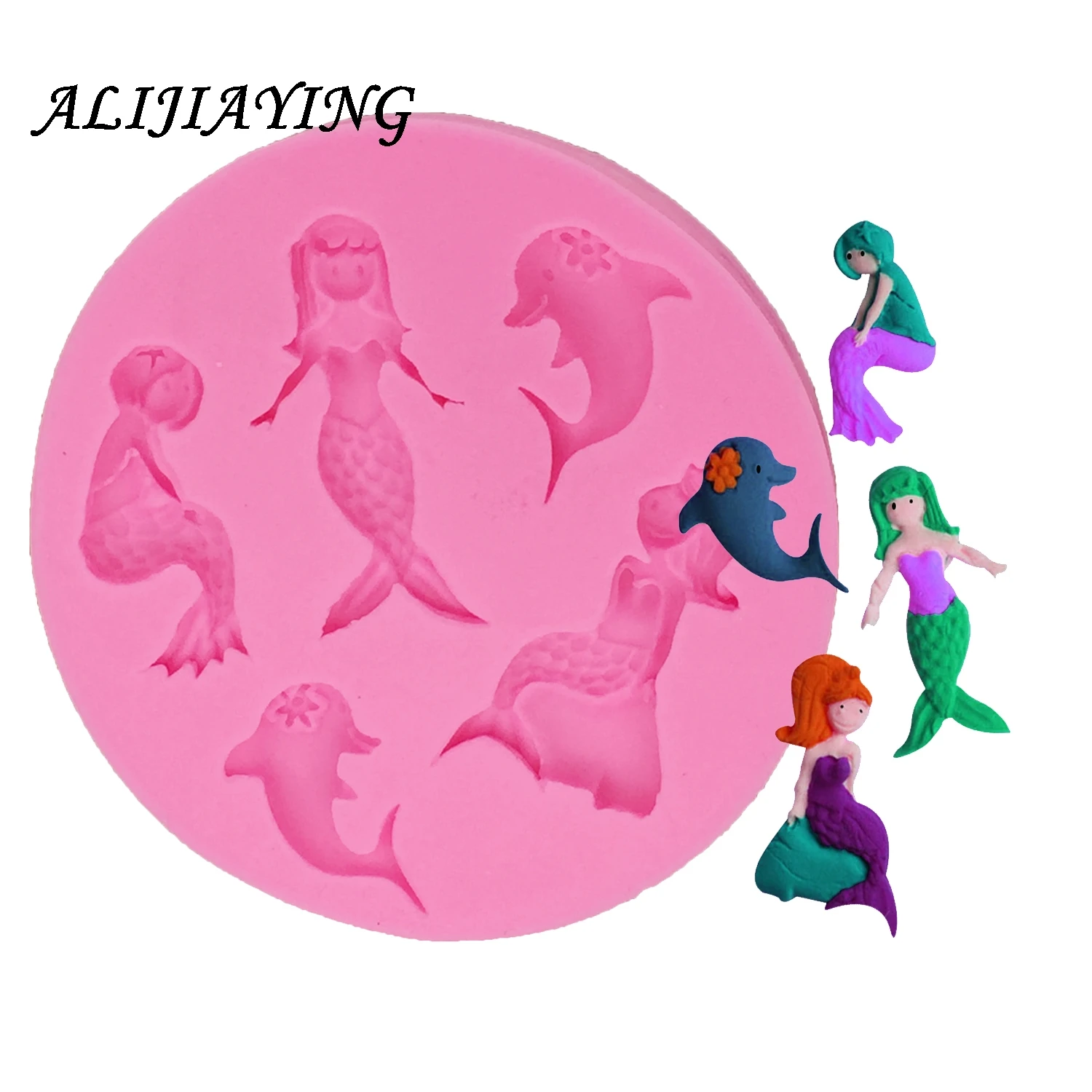 

1Pcs Mermaid Silicone Molds Sea dolphin Candy Mold Cupcake Fondant Cake Decorating Tools Chocolate Gumpaste Moulds D0255