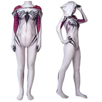 

3D Print 2019 Women Girls Venom Spider Gwen Stacy Cosplay Costume Spiderman Zentai Superhero Bodysuit Suit Jumpsuits With Mask