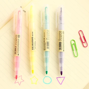

48 pcs/Lot Fluorescent color Highlighter Marker pen set Dual head Marker pen for Key point Office School supplies Canetas FB825