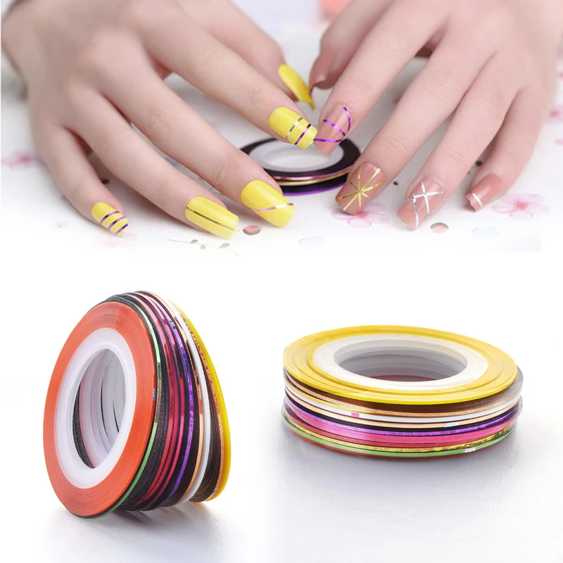 10 шт. разноцветные ногтей Rolls Чередование ленты линия DIY Nail Art украшения Стикеры для Гель-лак для ногтей Gellak ногтей Стикеры s