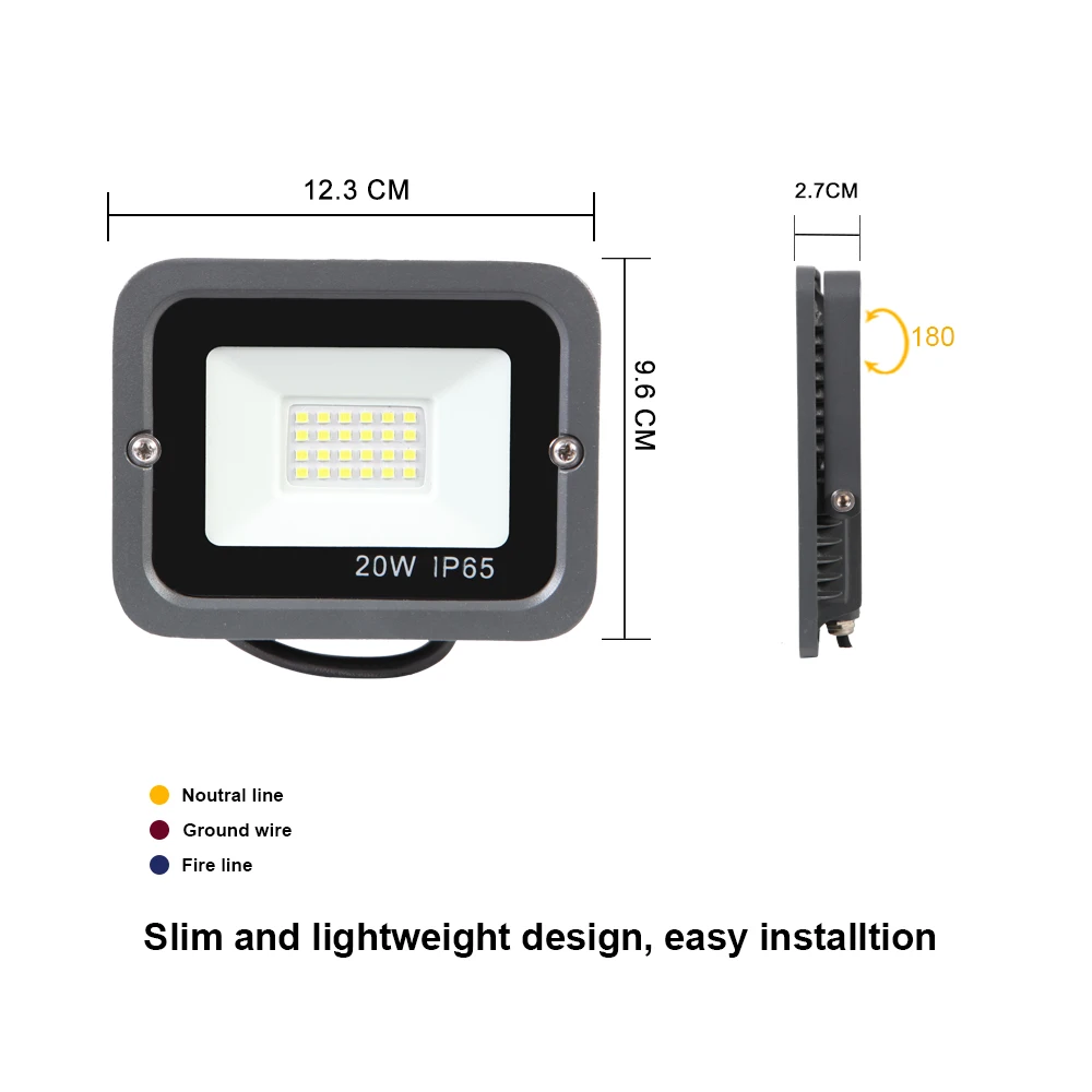 Светодиодный прожектор 20 W 220 V площадь светодиодный прожектор Водонепроницаемый Ip65 светодиодные уличные фонари прожектор Открытый лампы освещения сад