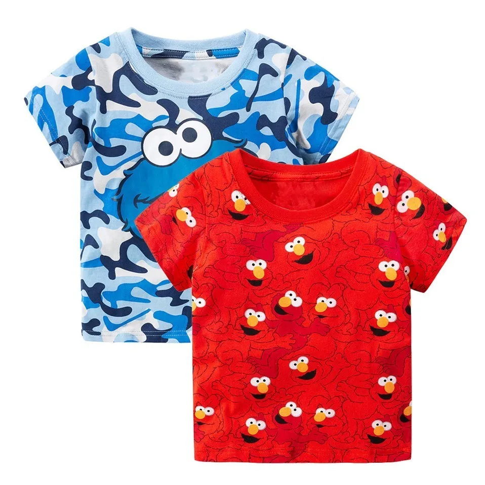 

2pcs Sesame Street Elmo Print Baby Boys Tees 2019 Brand Hot Summer Clothes Kids T-shirts Clothing Children Short Sleeve Tshirts