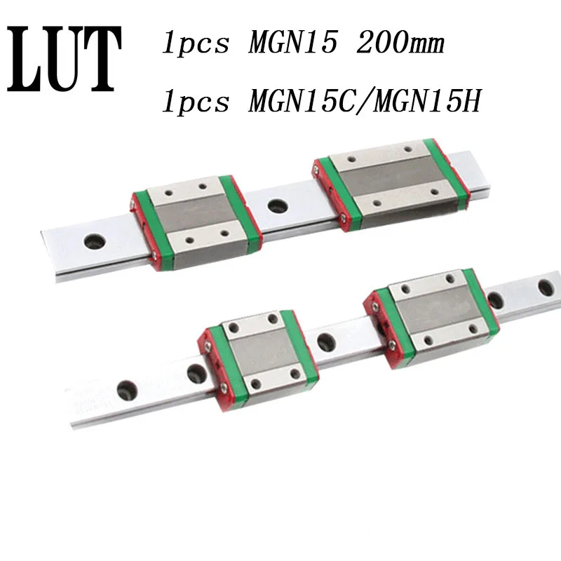 

High quality 1pcs 15mm Linear Guide MGN15 L= 200mm linear rail way + MGN15C or MGN15H Long linear carriage for CNC XYZ Axis