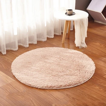 

Fluffy Round Rug Faux Fur Non Slip Bedroom Shaggy Kids Room Long Plush Carpet Living Room Mats round rug