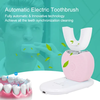 

U Type 360 Degree Automatic E-lectric Toothbrush Rechargeable Sonic Dental Toothbrush USB Silicone Brush Teeth Heads Care Smart