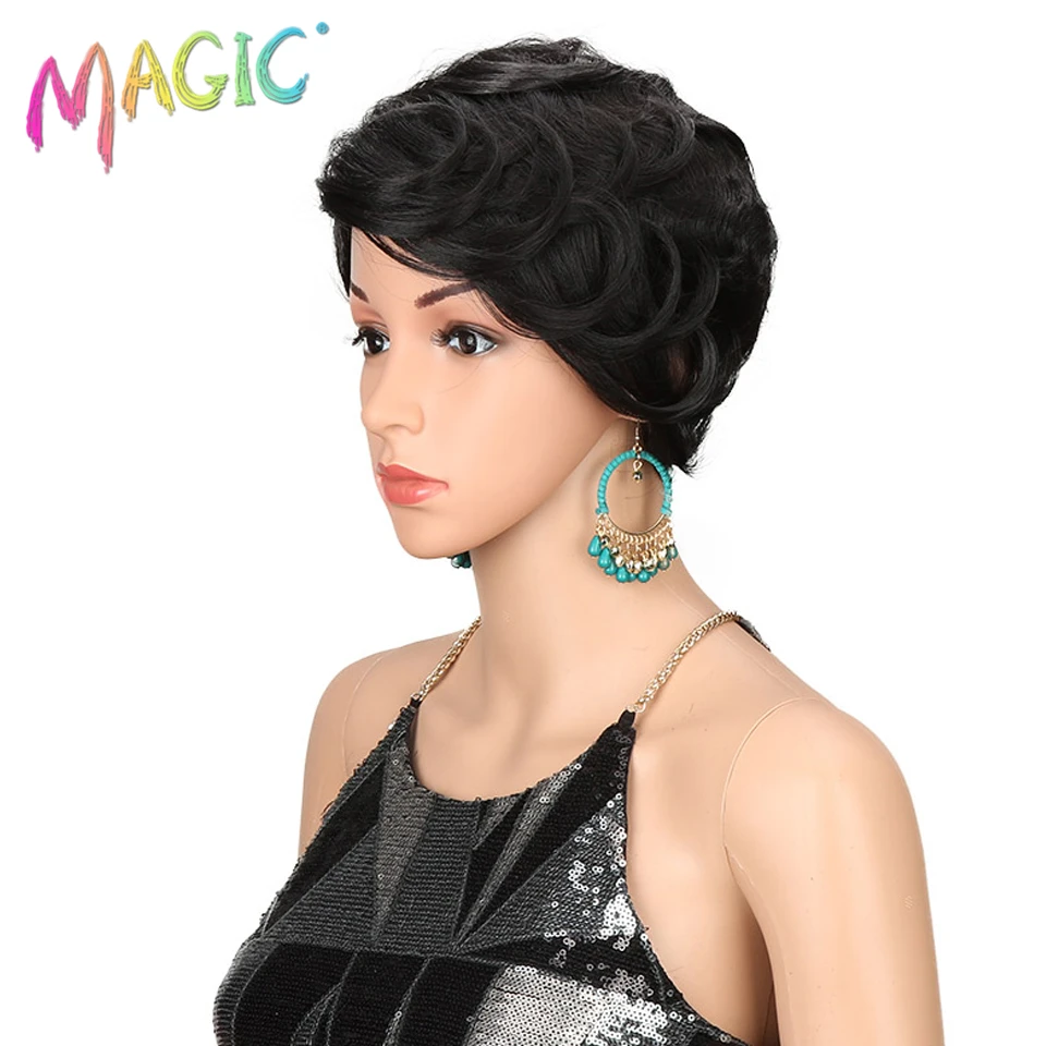 Волшебные волосы короткие синтетические парики женские термостойкие волосы 8 дюймов короткие синтетические парики для женщин волна 3 цвета