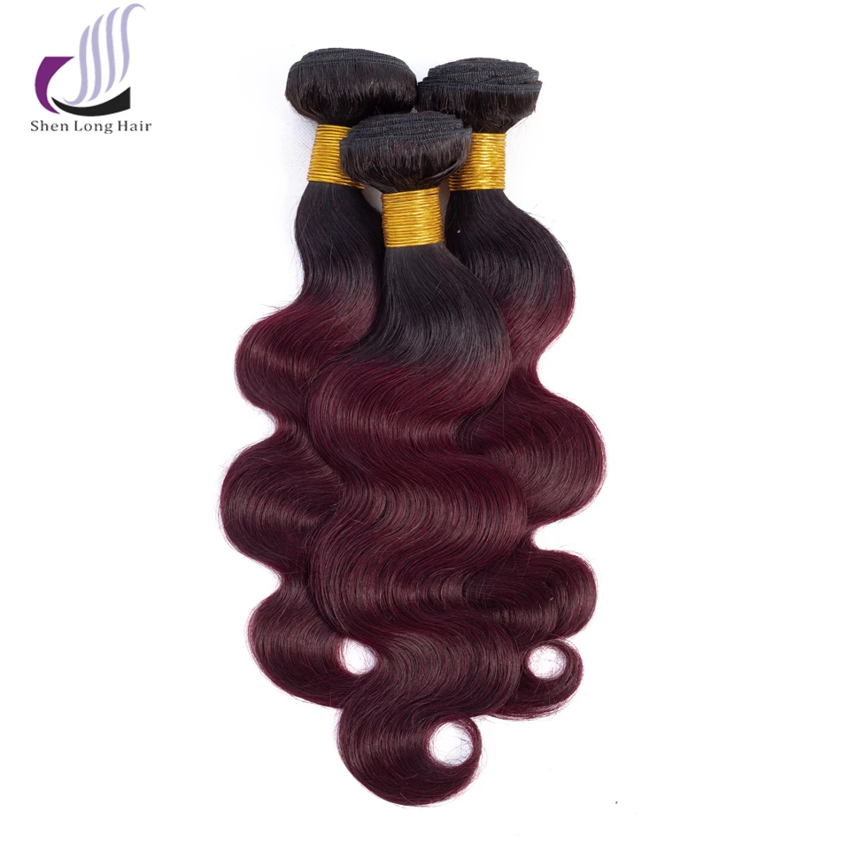 SHENLONG HAIR Body Wave Ombre Hair Bundles Brazilian Remy Human Hair Bundles 3 PCS 1B-99J 10-24 Inches Free Shipping