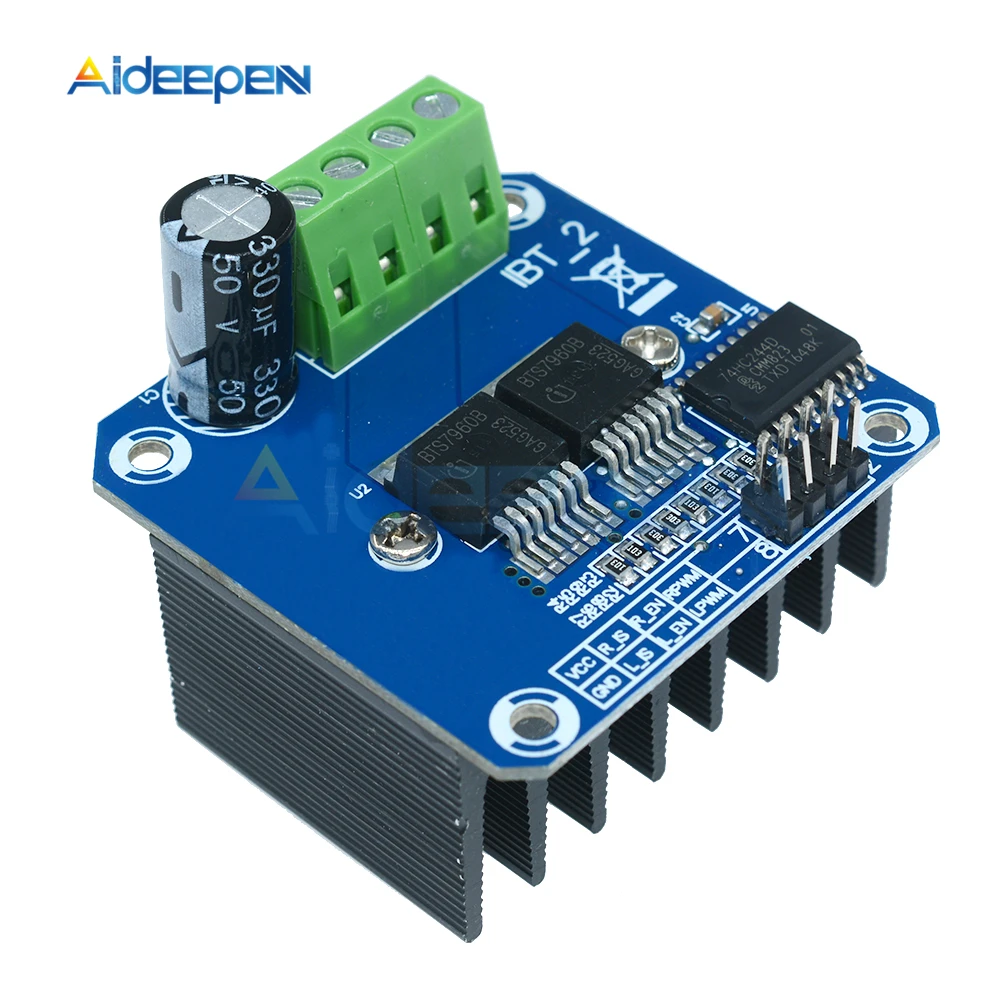 

BTS7960B DC 43A Stepper Motor Driver Board Double H-Bridge PWM Driving Module For Arduino Smart Car 5.5V-27V Supply Voltage