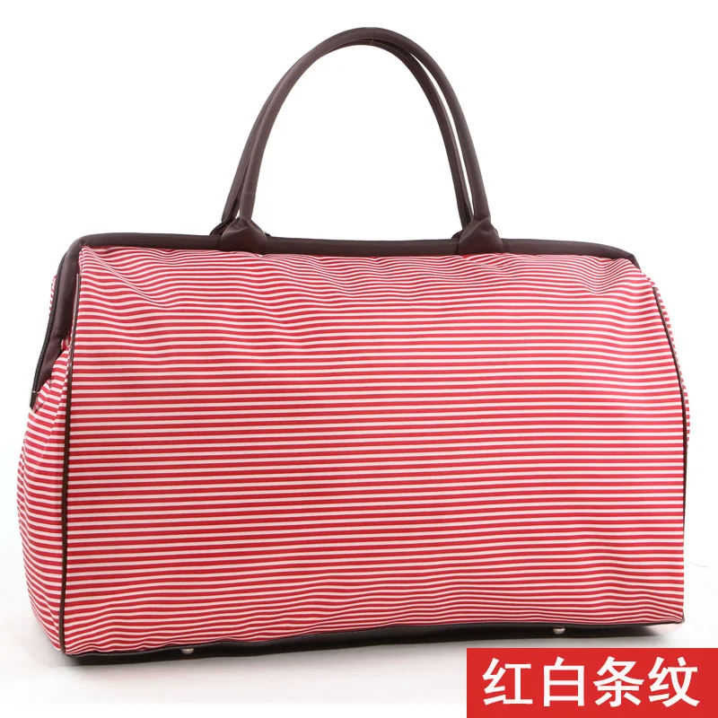 Дорожная сумка с принтом, женская сумка, новинка, PU, Дамский багаж, водонепроницаемые женские дорожные сумки, Большая вместительная сумка для женщин, 44*30*19 см - Цвет: PINK STRIP