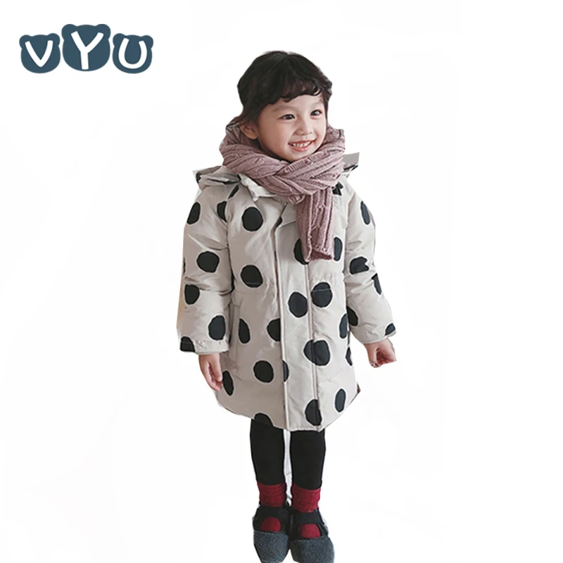 

2018 New Fashion Girls Jacket Winter Thicken Girls Dot Hooded Coat Infant Children Outwear Kids Girls Clothing 1~10Y