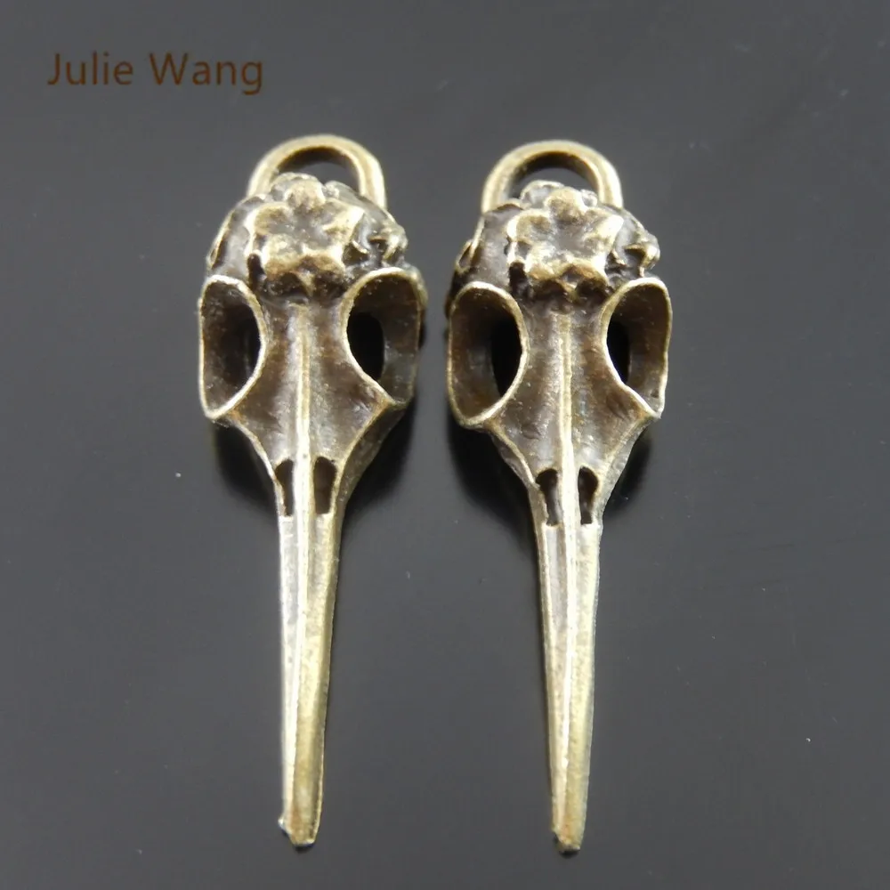 Julie Wang 5 шт. Подвески в виде птичьего клюва черепа головы птицы античный бронзовый