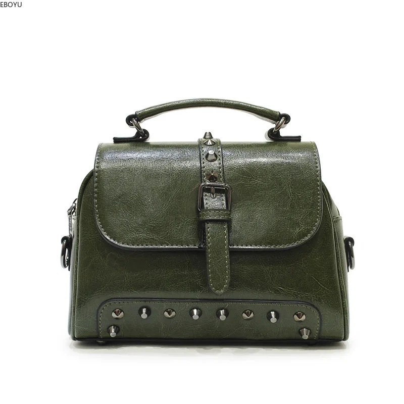 

EBOYU Genuine Leather Purses and Handbags for Women with Rivet Belts Lock Mini Crossbody Shoulder Bag Vintage Satchel Bag #6466