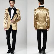 Новинка Мужской Свадебный костюм двойной вентиляционный Золотая куртка жених смокинги для мужчин, свадебные костюмы для мужчин костюм жениха Homme