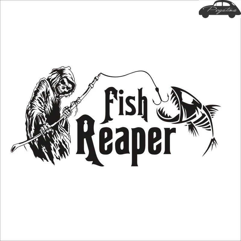 Fishing Sticker Skull Fish Reaper Decal Angling Hooks Tackle Shop Posters Vinyl Wall Decals Hunter Decor Mural Sticker