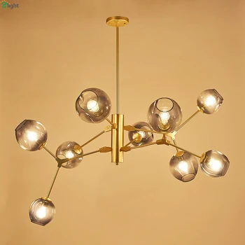 

Nordic Gold Metal E27 Led Pendant Chandelier Lighting Lustre Glass Dining Room Led Chandeliers Lamp Rotatable Led Hanging Lights