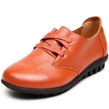 Большой размер 43; балетки; женская обувь из натуральной кожи; гибкие повседневные лоферы на плоской подошве с круглым носком для медсестры