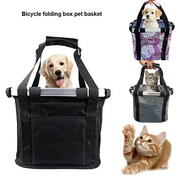 

Bike Basket Folding Small Pet Cats Dog Carrier Front Removable Bicycle Handlebar Basket &T8