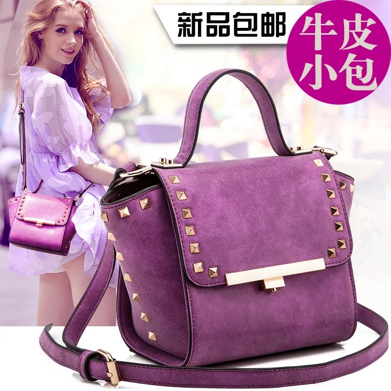 2015 New fashion frosted bat packet diagonal package small fragrant wind rivets shoulder portable women handbags | Багаж и сумки