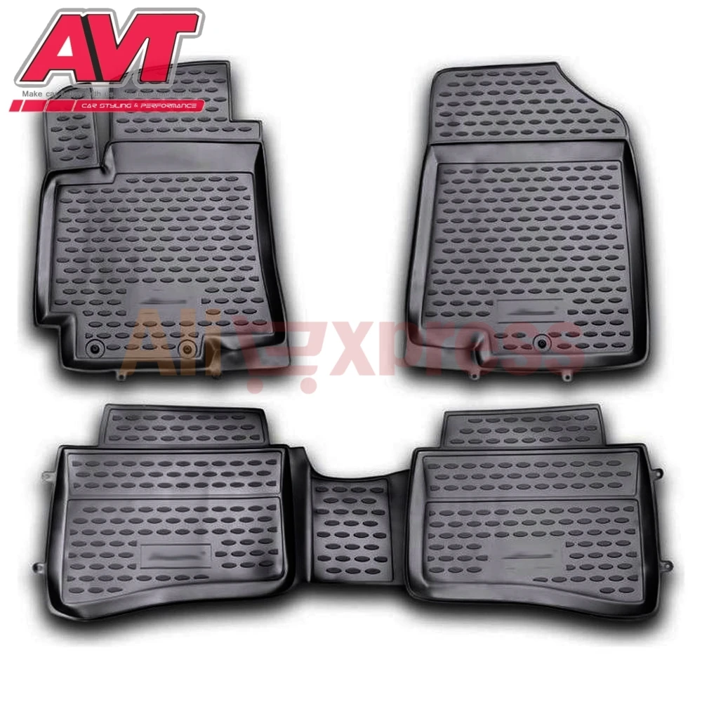Floor mats for Kia Rio III 2011 2017 4 pcs rubber rugs non slip rubber interior car styling