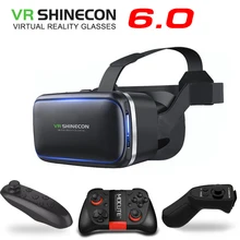 Original VR Shinecon 6.0 Virtual Reality 3D Glasses Cardboard VRBOX Helmet For 4.0-6.0 inch Smartphone With Wireless Controller