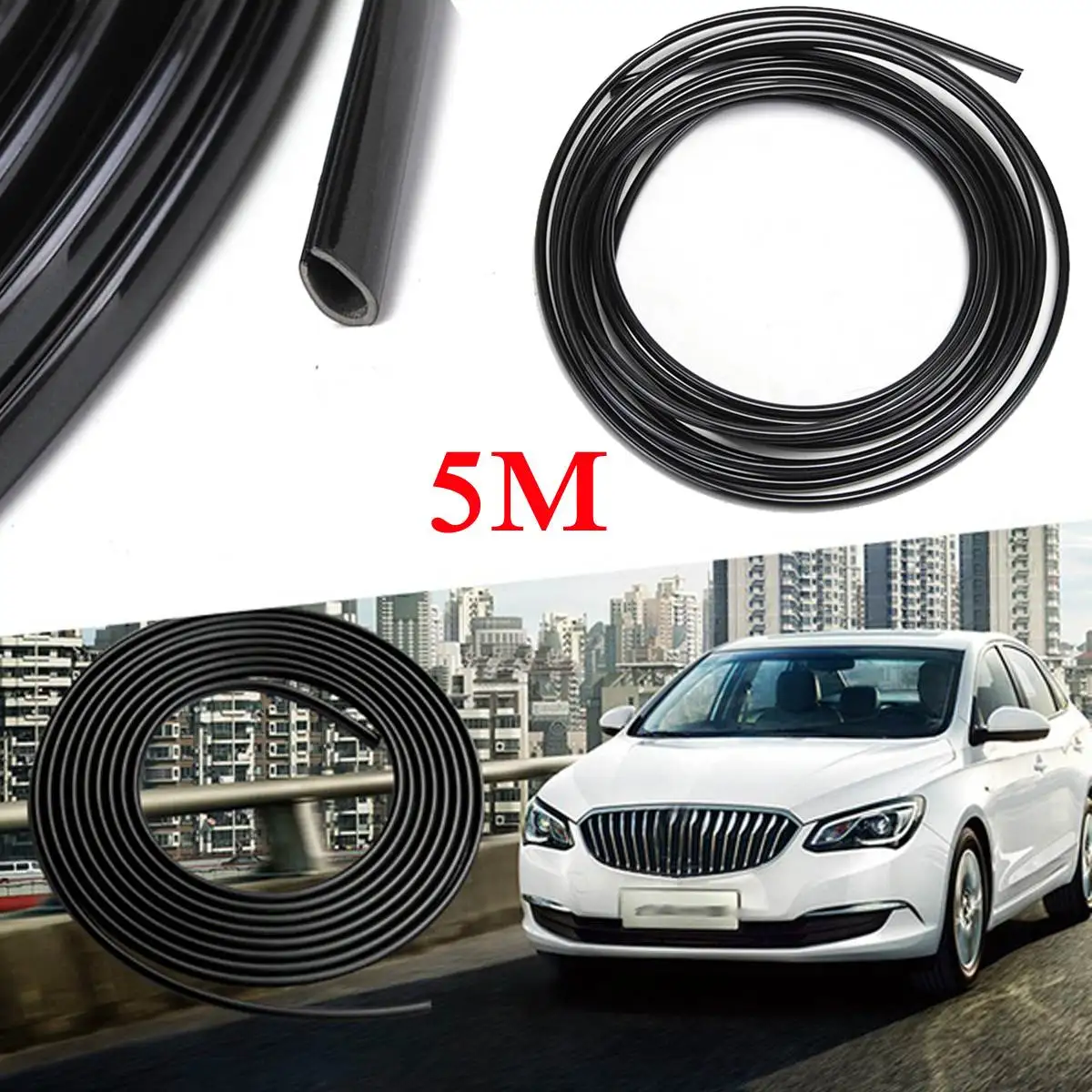 16FT/5M Black Rubber Strip Car Door Edge Protector Moulding Trim Guard