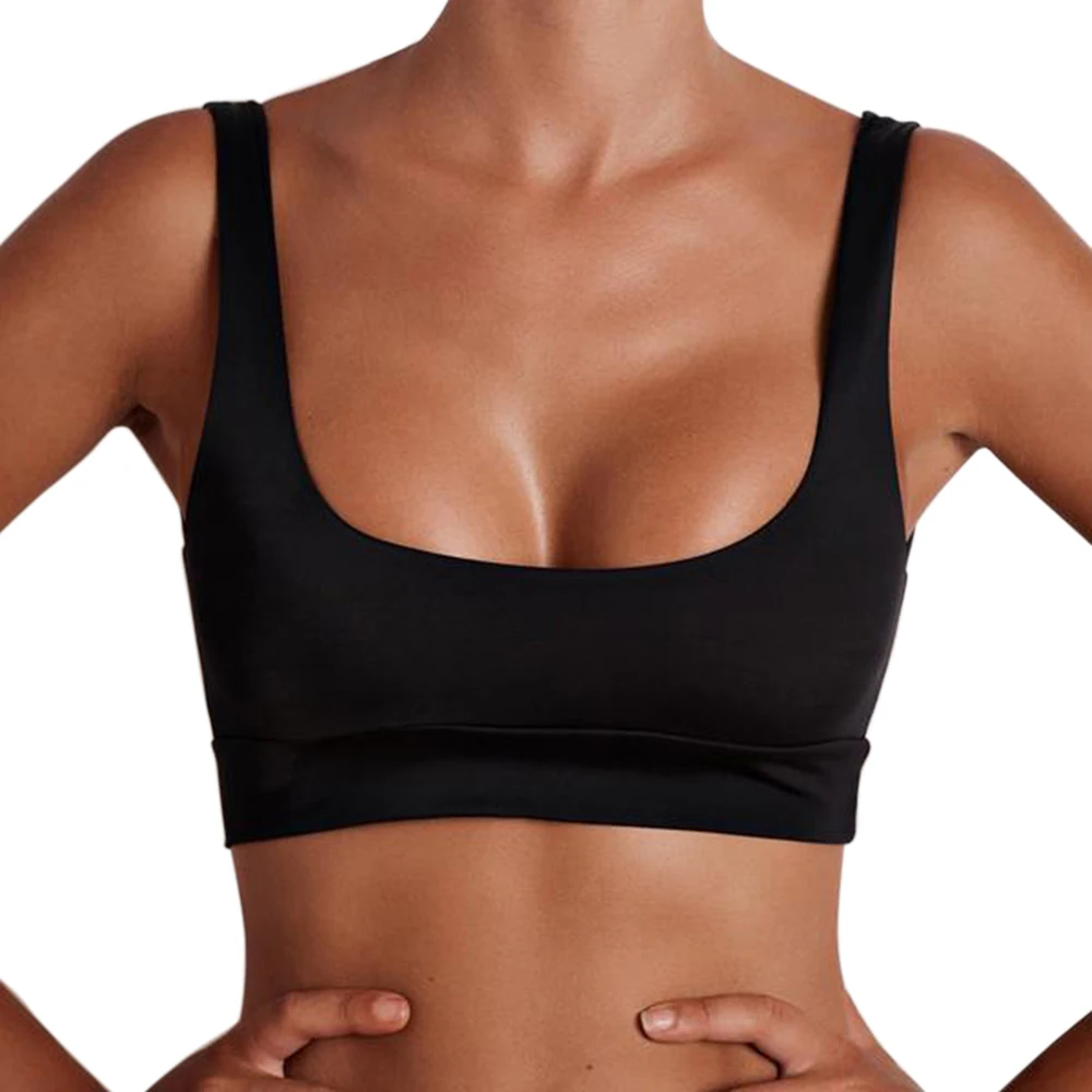 

MASCUBE Women Bandage Bikini Tops Un Padded Bra Swimwear Swimsuit Bathing Suit Beachwear Vest Style Polyester Black Bathing Suit