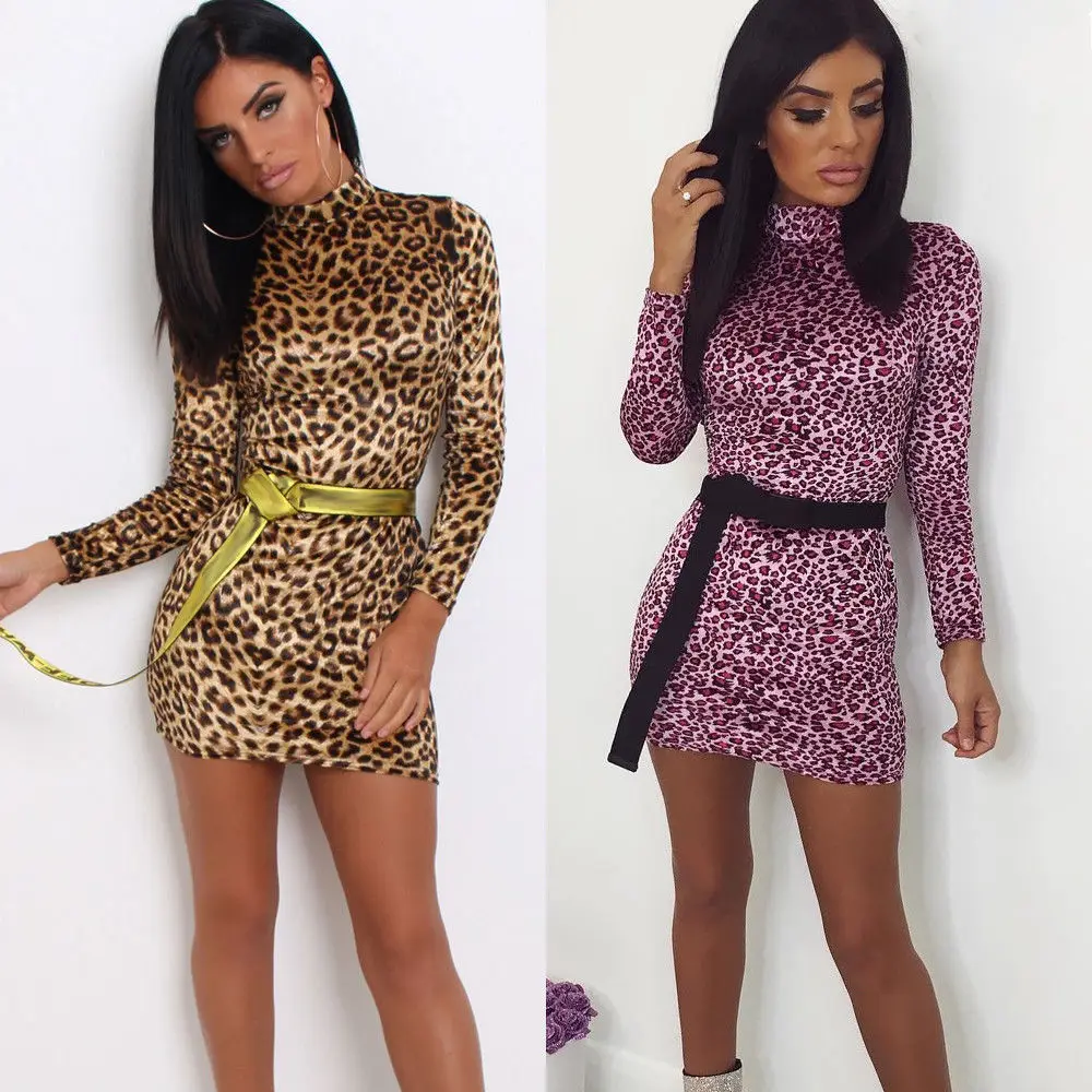 

Women Long Sleeve O- Neck Bandage Bodycon Evening Party Club Mini Dress