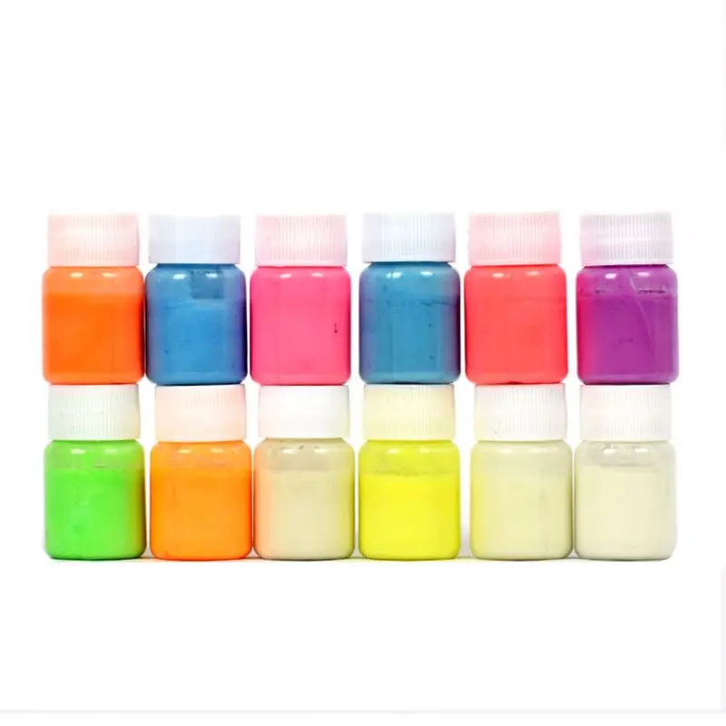 

12 Pcs/set DIY Water-based Luminous Paint Fluorescent Coating Ultra-high Brightness Liquid Pigment for Body Paint