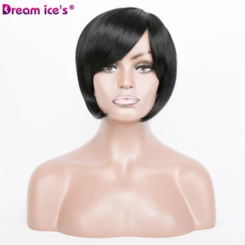 synthetic short black yellow grey bob wig straight ombre cosplay wig Dream ice's 5