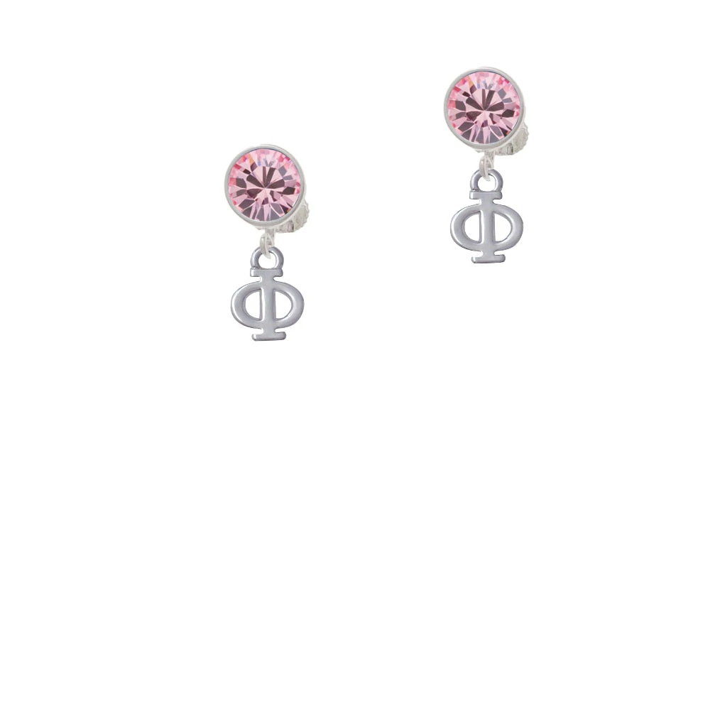 Small Greek Letter - Phi - Crystal Clip On Earrings (3)