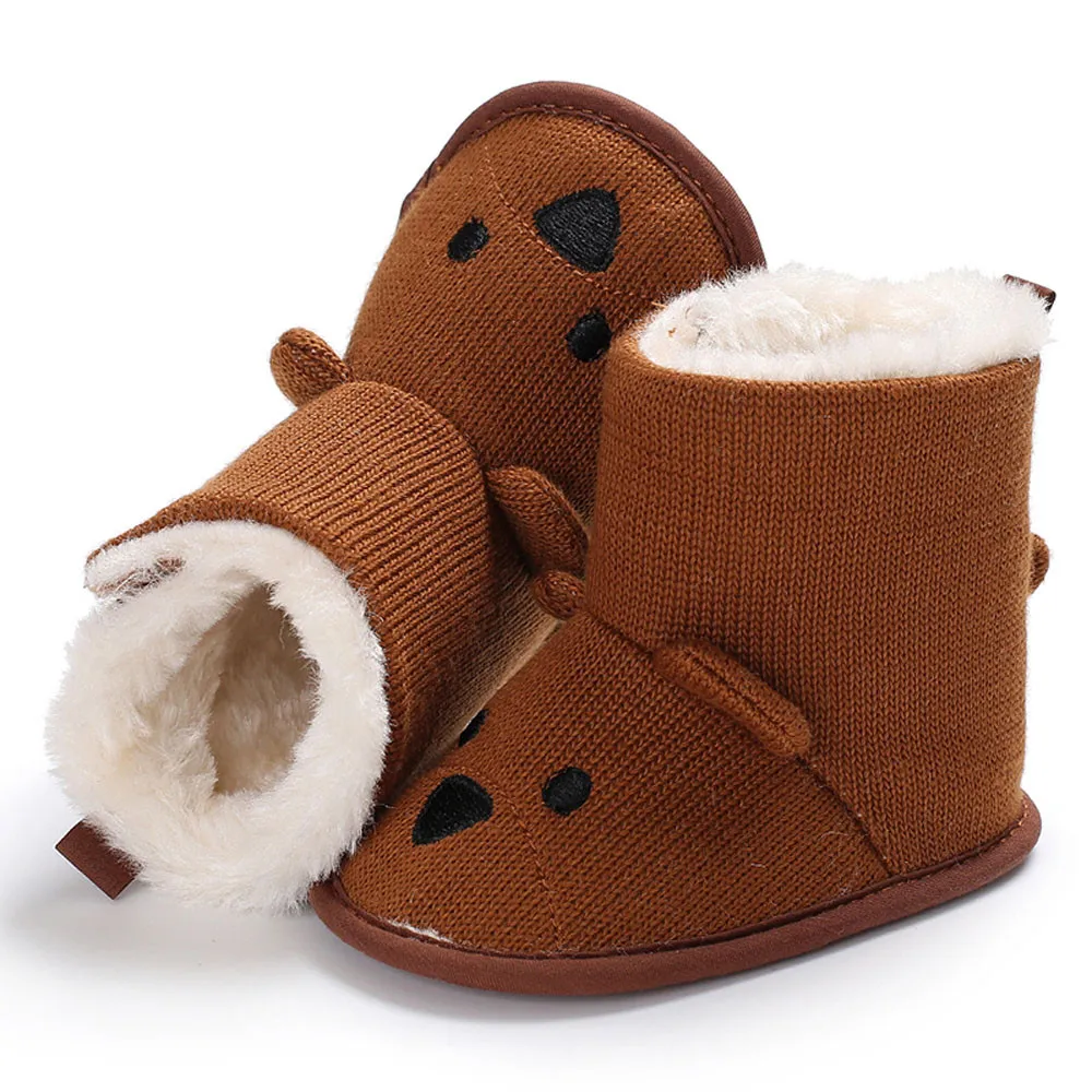 Детская обувь; новые модные зимние мягкие ботинки для малышей с милыми животными; теплые ботинки на плоской подошве из ЭВА на липучке; нескользящая обувь для снежной погоды