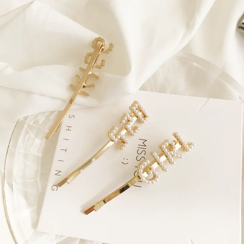 Hot Sale Women Girls Fashion Elegant Pearl Hair Clips alloy Hairpins Female Hair Styling Accessories F013