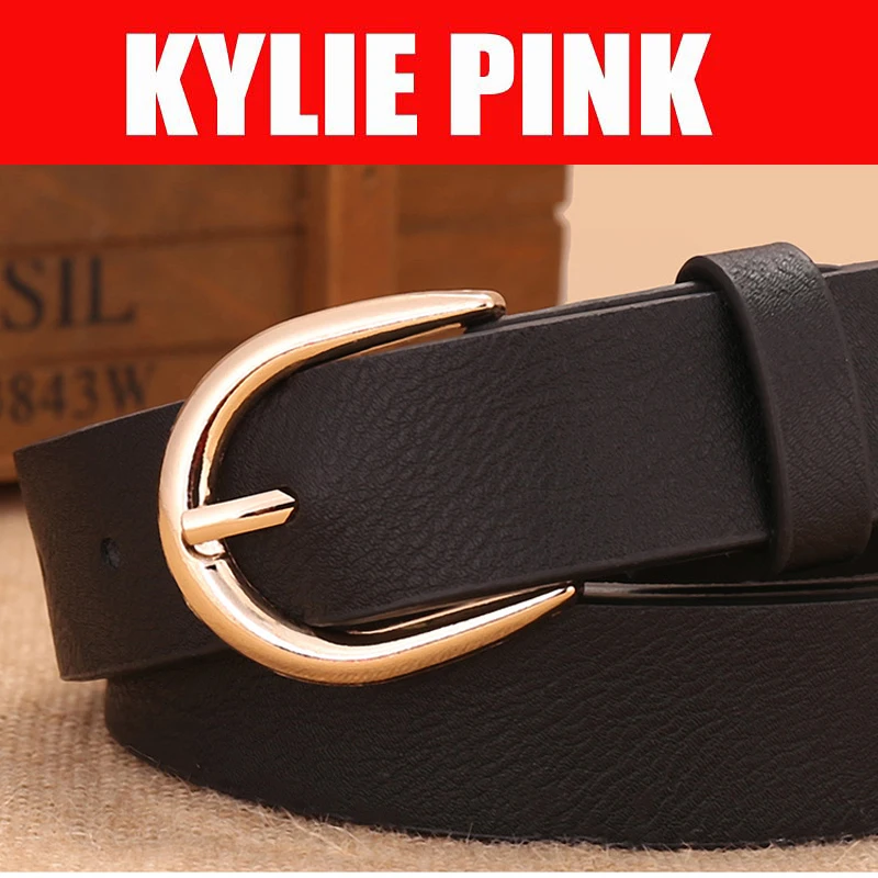KYLIE PINK Fashion Female Antique Black Belt Metal Buckle Jeans Woman Faux Leather Belt Waistband Drop Shipping