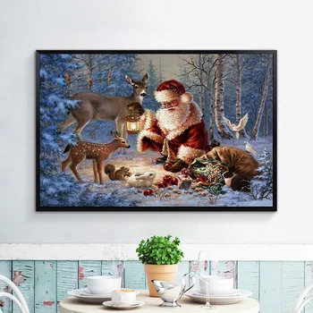 

CAMMITEVER Diamond Embroidery 5D Diy Diamond Painting Christmas Santa Claus Diamond Painting Cross Stitch Rhinestone Diamond