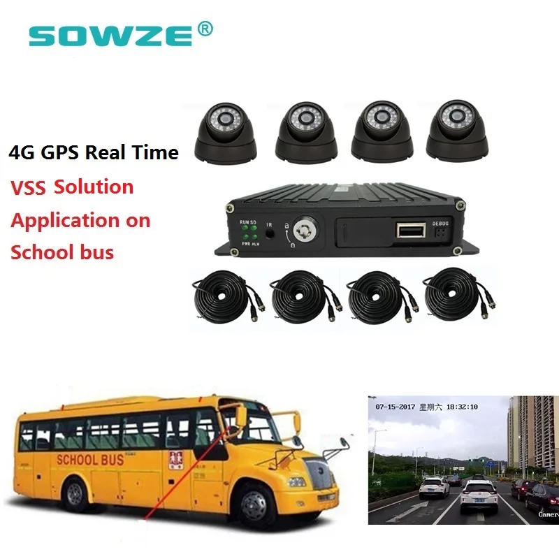 Мусоровоз CCTV 4G Мобильный DVR 4-канальный SD-карта GPS MDVR комплект для автомобиля |