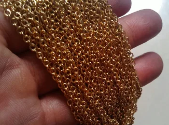 

Factory price 5 meters thin 2.2mm Stainless steel Gold Flat Oval rolo chains wholesale JEWELRY in bulk . jewelry findings DIY