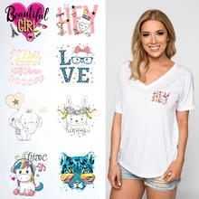 

Cute Unicorn Iron on Patches for Clothing Stickers on Clothes DIY Badges Heat Transfer Stranger Things for T-shirts Appliques