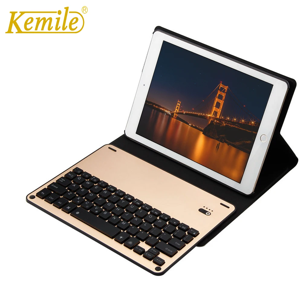 Kemile Environmental PU Case Cover for iPad Pro 10.5 Wireless Bluetooth Luxury Aluminum Alloy Keyboard for iPad Pro 10.5 Tablet