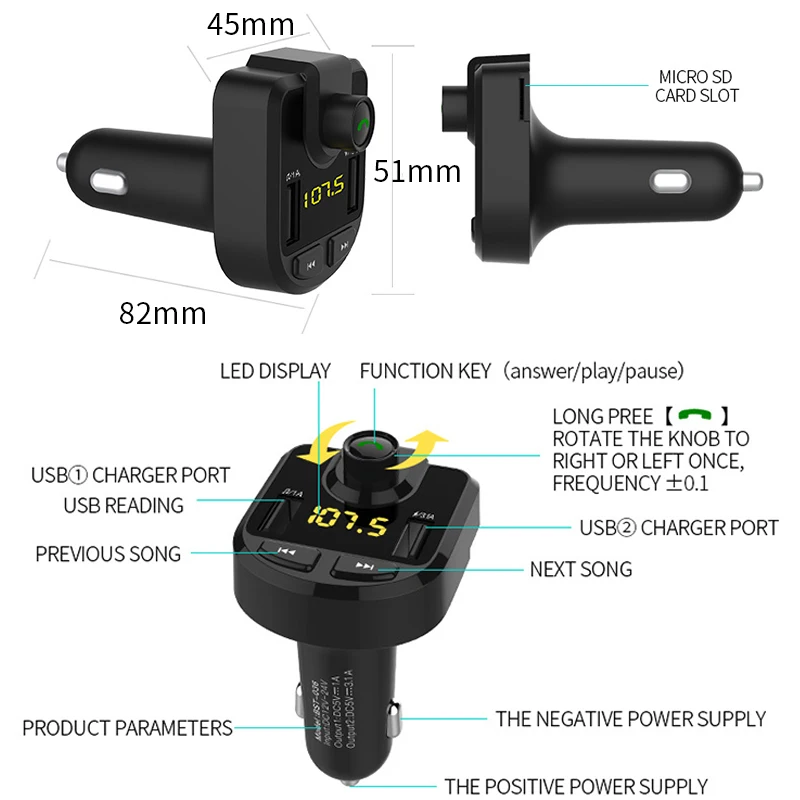 12 В Автомобильный MP3 плеер Bluetooth USB Музыка FM передатчик громкой связи ЖК