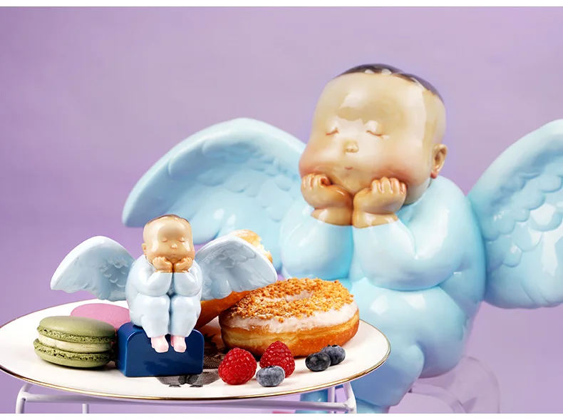 Art угол Фея рисунок Nordic Статуя Фигурка Miniture baby blue домашний декор, скульптура Зайчик мальчик Дети Пони Chirsmas подарок ручной работы