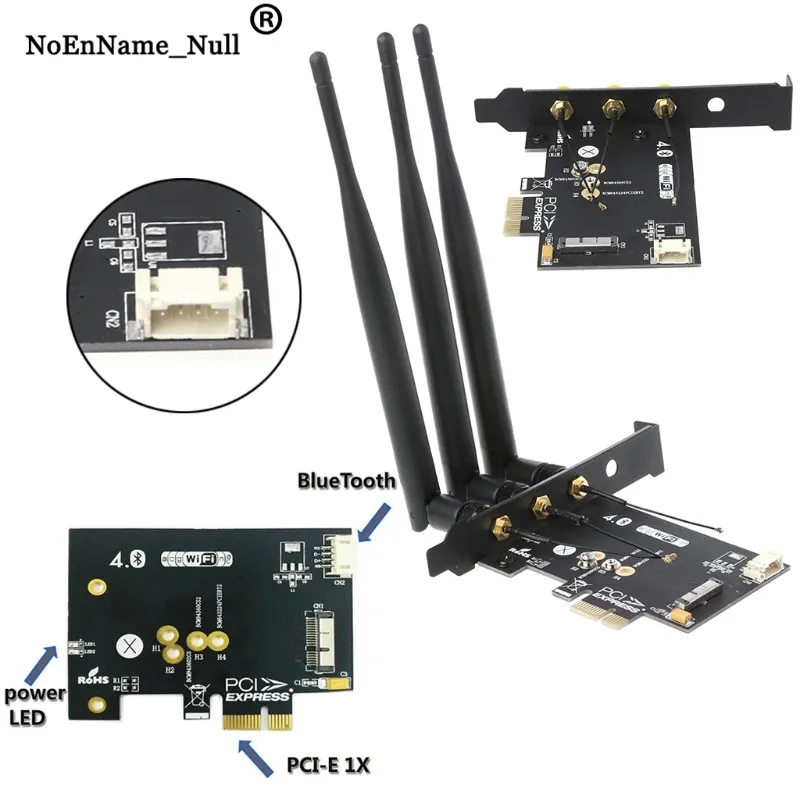 Wireless Card To Mini PCI E 1X Adapter WiFi+Bluetooth 4.0 Wireless Card ...
