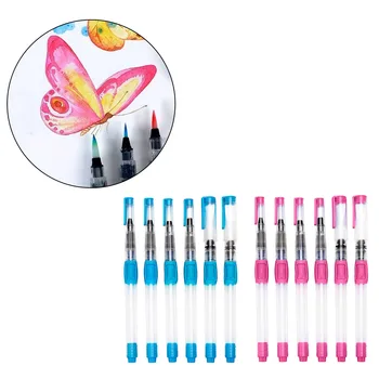 

6pcs Kids Tips Leak Proof Art Water Coloring Brush Water Color Paint Brush Pens with Push Button Watercolor Painting Drawing Toy