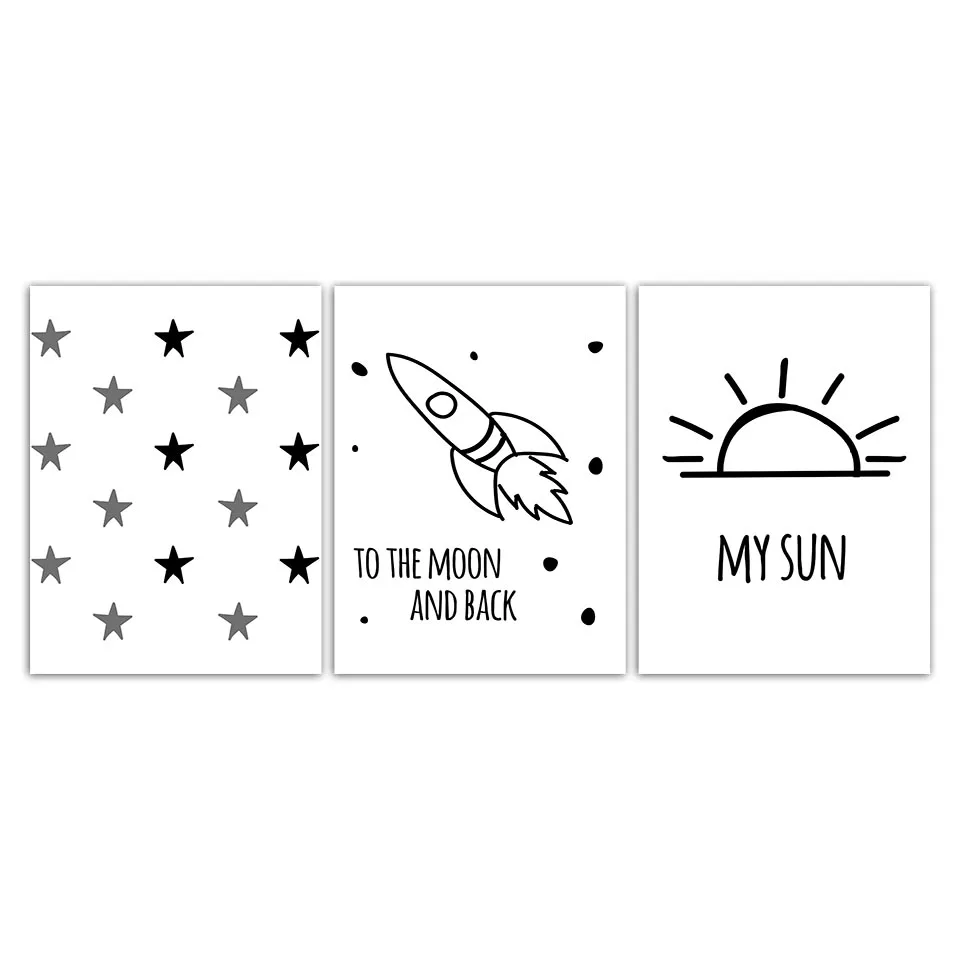 Canvas-Art-Wall-Creative-Picture-Home-Living-Room-Decor-Modern-Prints-Minimalism-Star-Sun-Airplane-Letter (1)