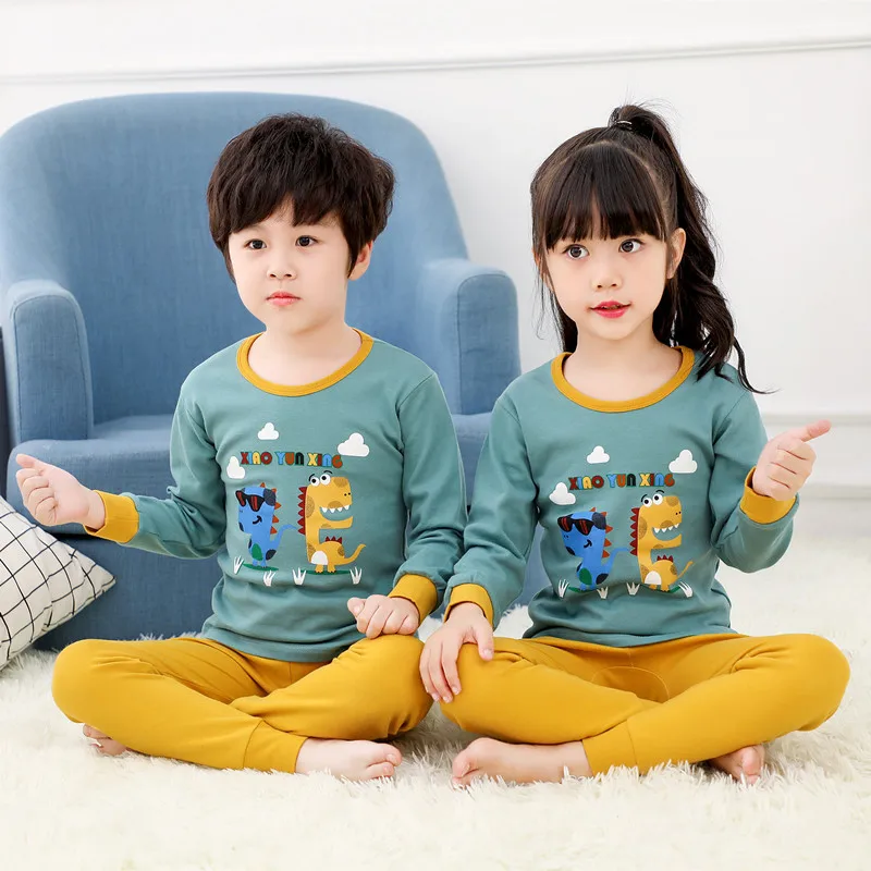 

Big Boys Girls Pajamas Dinosaur 100% Cotton Long Sleeve Pyjama Baby Toddler Clothes Kids Sleepwear 2pcs Pajama Set Pijama Bebes